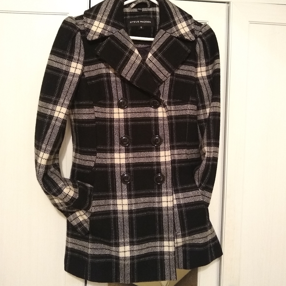 Steve Madden Wool Plaid Coat Small